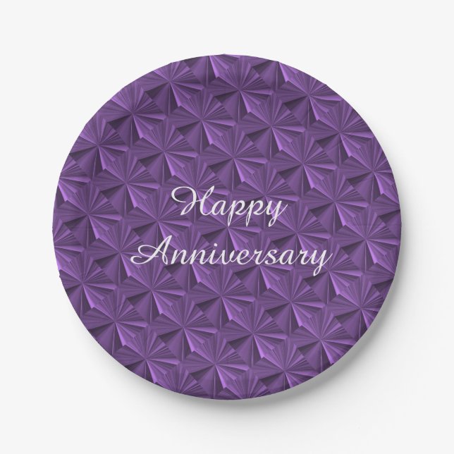 Anniversary Purple Diamond Paper Plates by Janz (Front)