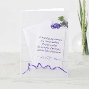 Anniversary Purple Flowers On White Card
