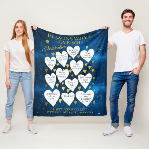 Anniversary Reasons Why I Love You Fleece Blanket