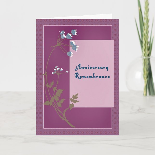 Anniversary Remembrance for Wife in Dark Lavender Card (Front)