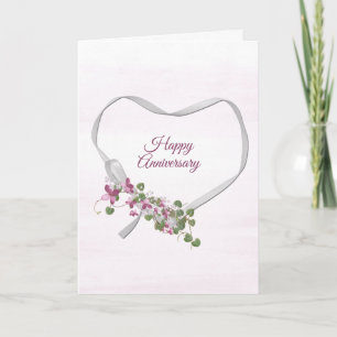 Anniversary Ribbon Heart on Pink Card