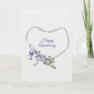 Anniversary Ribbon Heart with Flowers Card
