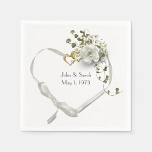Anniversary Ribbon Heart with Rose Napkin