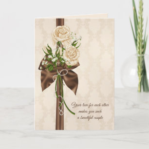 anniversary rose bouquet on damask card
