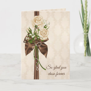 Anniversary Roses On Damask Card