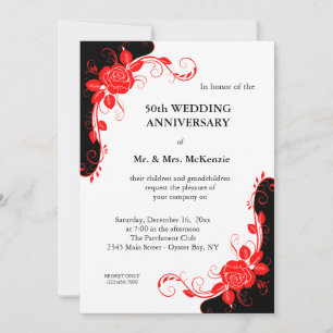 Anniversary Roses (Red) Invitation