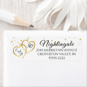 Anniversary Script Hearts Monogram Initials Gold