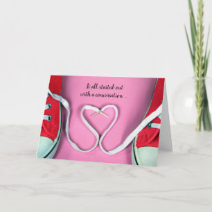 Anniversary Shoestring Heart and Sneakers Card