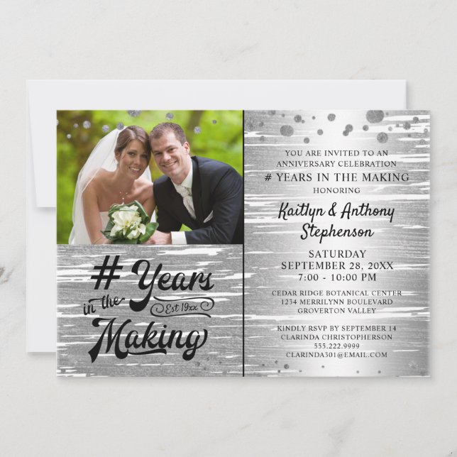 Anniversary Silver YEARS IN THE MAKING Photo Invitation (Front)