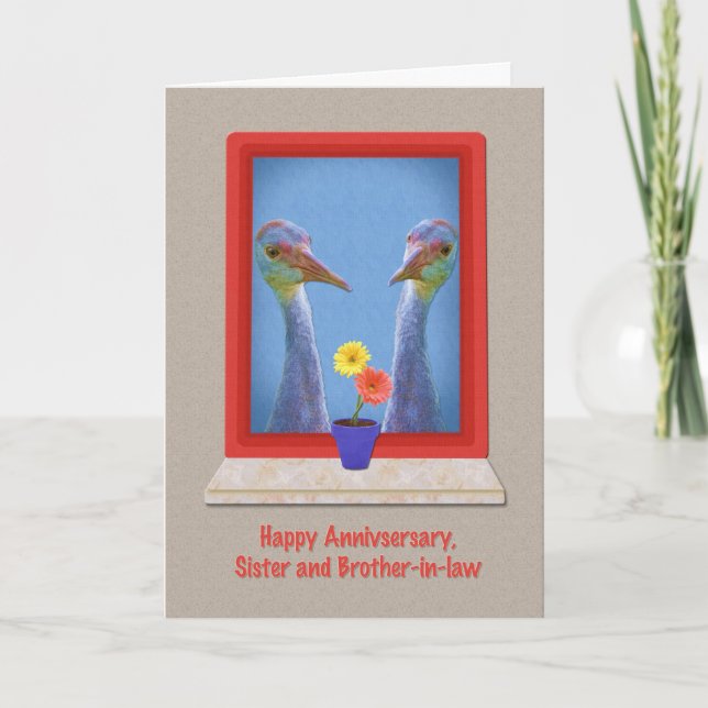 Anniversary, Sister and Brother-in-law,  Birds Card (Front)