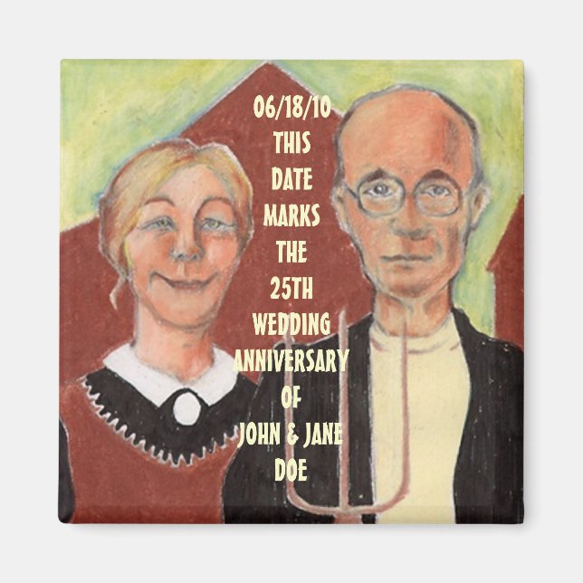 ANNIVERSARY SOUVENIR MAGNET AMERICAN GOTHIC IMAGE (Front)