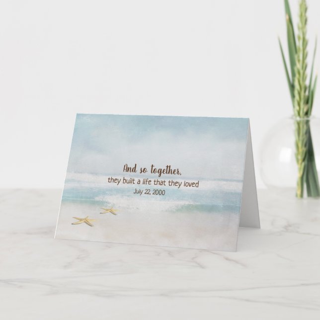 anniversary starfish on ocean watercolor card (Front)