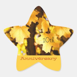 Anniversary stickers seals Golden Yellow Leaves
