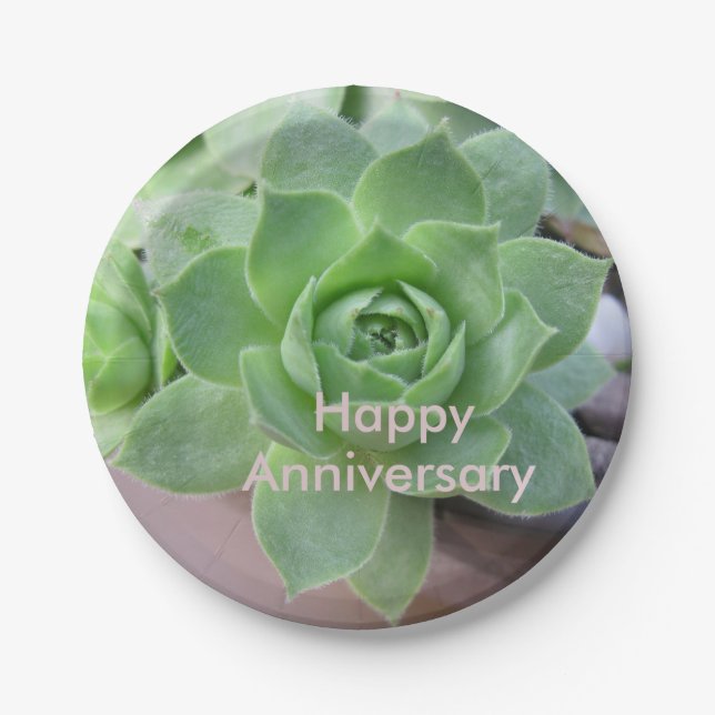 Anniversary Succulent Paper Plate (Front)