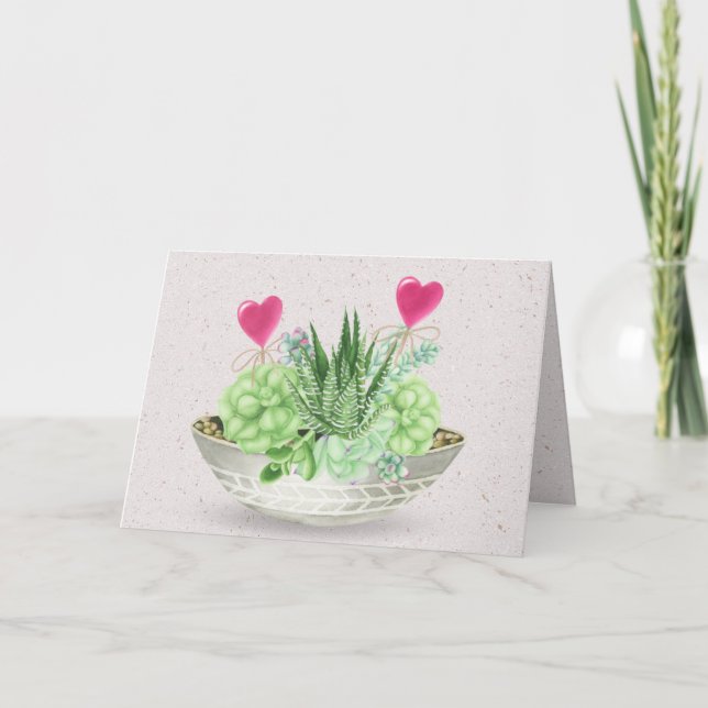 Anniversary Succulent Plant on Terrazzo  Card (Front)