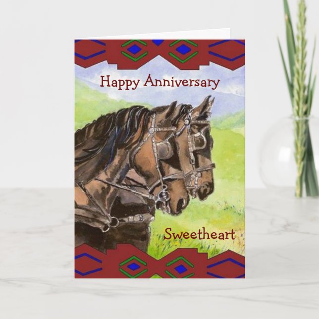 Anniversary Sweetheart Western Horse Team Equine Card (Front)