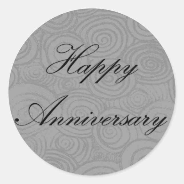 Anniversary Swirls Classic Round Sticker (Front)