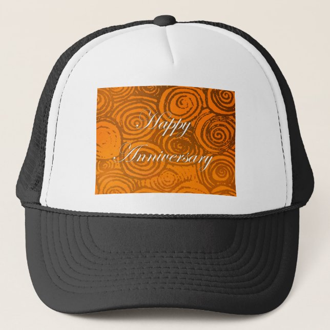 Anniversary Swirls Orange Trucker Hat (Front)