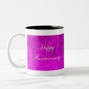 Anniversary Swirls Pink Two-Tone Coffee Mug