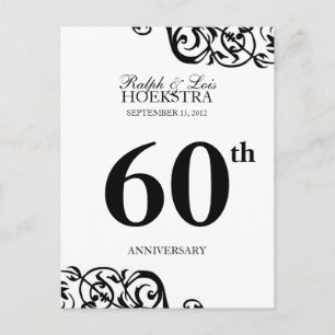 Anniversary table number card party reception B&W