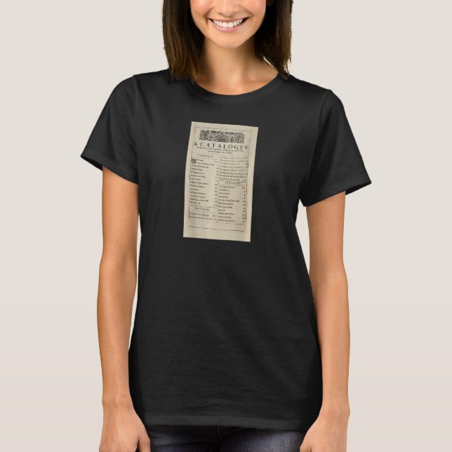 Anniversary Table of Contents Shakespeare First Fo T-Shirt (Front)