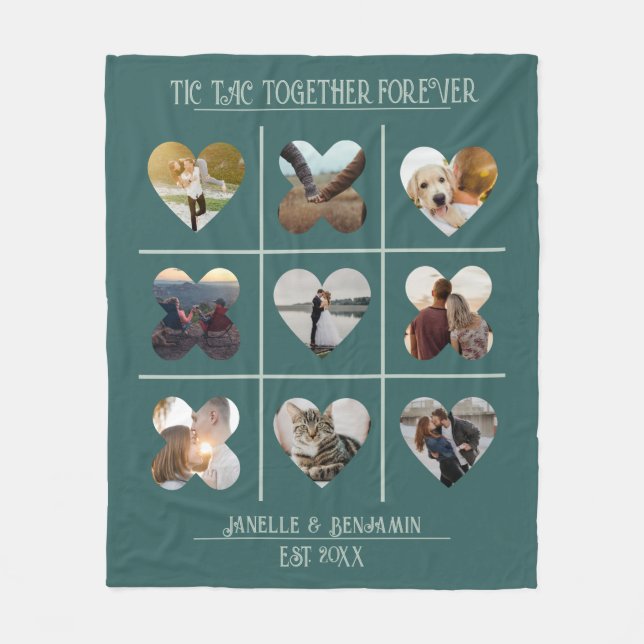 Anniversary Tic Tac Together Photo Template Fleece Blanket (Front)
