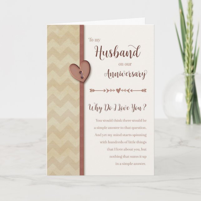 Anniversary to Husband - Why Do I Love You? Card (Front)