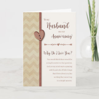 Anniversary to Husband - Why Do I Love You? Card
