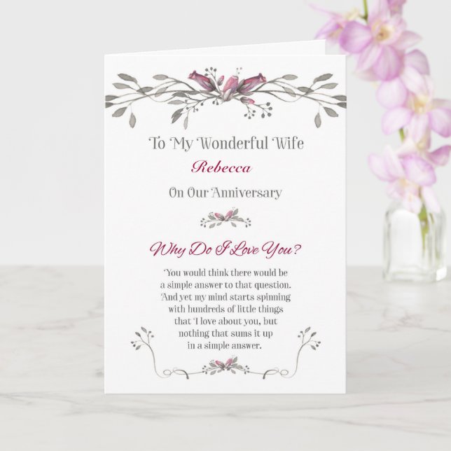 Anniversary to Wife Personalise with Name Card (Orchid)