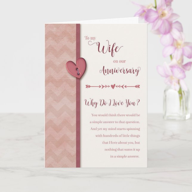 Anniversary to Wife- Why Do I Love You? Card (Orchid)