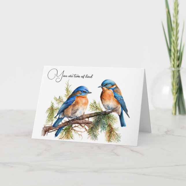 Anniversary Watercolor Bluebirds Card (Front)