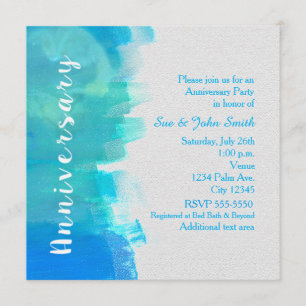 ANNIVERSARY Watercolor Tropical Blue Invitation