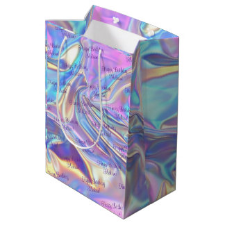 Anniversary Wedding Birthday Iridescent Fabric Medium Gift Bag