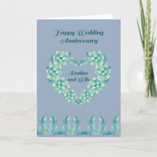 Anniversary Wedding Card for Brother & Wife, Blue