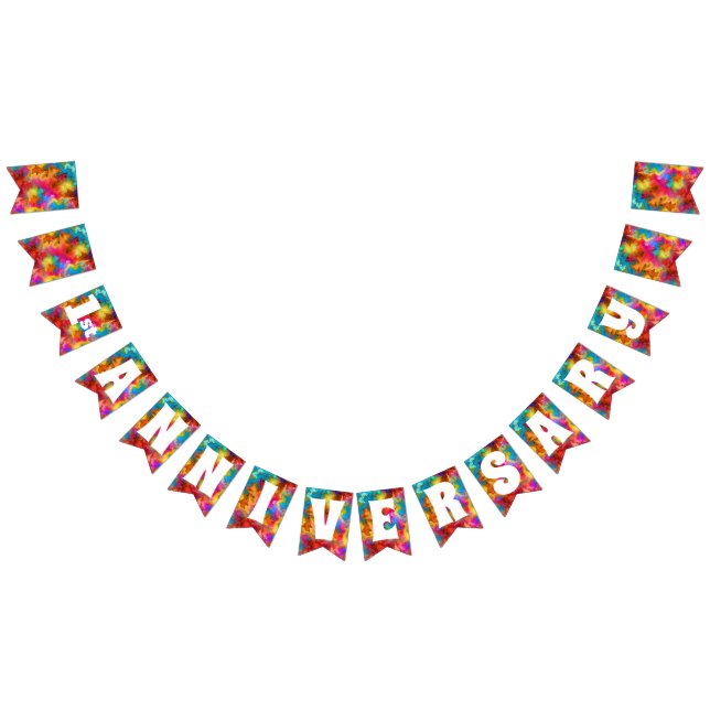 ANNIVERSARY WEDDING COLORFUL RAINBOW PERSONALIZED  BUNTING  (All)