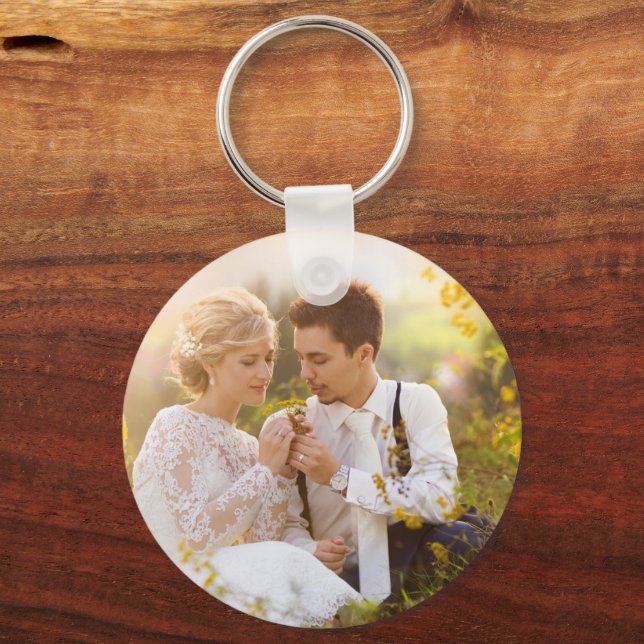Anniversary wedding couple keepsake photo key ring (Front)