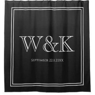 Anniversary wedding couple monogram initial shower curtain