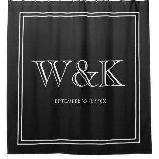 Anniversary wedding couple monogram initial shower curtain