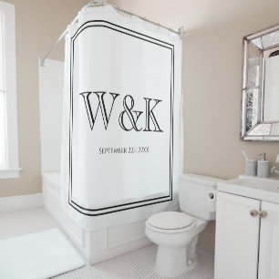 Anniversary wedding couple monogram initial  shower curtain