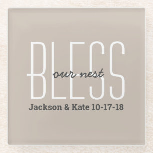 Anniversary Wedding Date Bless Our Nest Custom Glass Coaster