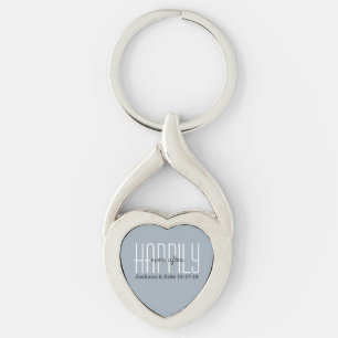Anniversary Wedding Date Happily Ever After Custom Key Ring