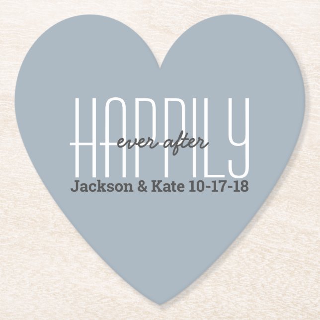 Anniversary Wedding Date Happily Ever After Custom Paper Coaster (Front)