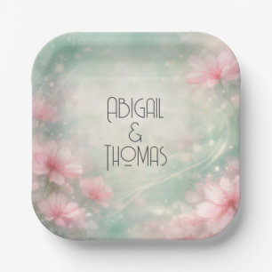 Anniversary Wedding Flowers On Mint Green Paper Plate