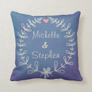 Anniversary Wedding Gift Personalised Hand Drawn Cushion