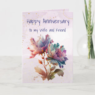 Anniversary Wife & Friend Graphic Art Flower  Card