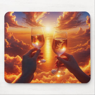 Anniversary Wine Toast At Sunset Mouse Mat