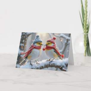 Anniversary Winter Birds With Red Heart Card
