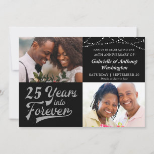 Anniversary # YEARS INTO FOREVER Photo Silver Invitation