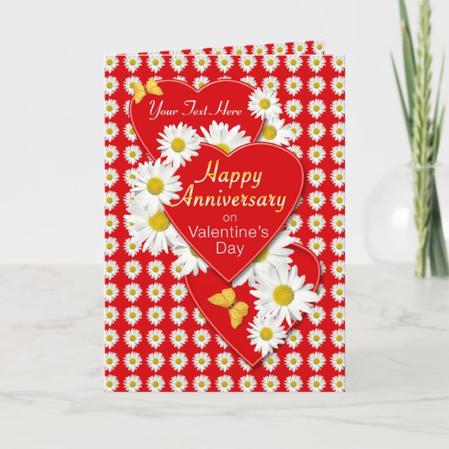 Anniversay on Valentine's Day Daisies Card (Front)