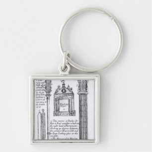 Annotated Illustration of Pendent, Diagonal Key Ring